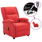 Fotele - vidaXL Lumarko Rozkładany fotel masujący, elektryczny, czerwony, ekoskóra 3073746 - miniaturka - grafika 1
