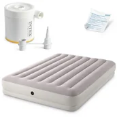 Materace turystyczne - Materac welurowy z pompką elektryczną, Intex, 203x152x30 cm - miniaturka - grafika 1