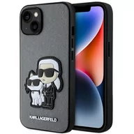 Etui i futerały do telefonów - Karl Lagerfeld KLHCP14SSANKCPG iPhone 14 6.1" hardcase srebrny/silver Saffiano Karl & Choupette - miniaturka - grafika 1