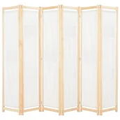 Parawany - Parawan 6-panelowy, kremowy, 240 x 170 x 4 cm, tkanina - miniaturka - grafika 1