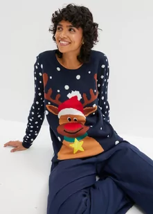 Sweter z bożonarodzeniowym motywem - bonprix - Swetry damskie - miniaturka - grafika 1