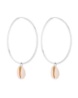 Kolczyki - Srebrne kolczyki duże koła z muszelkami - miniaturka - grafika 1