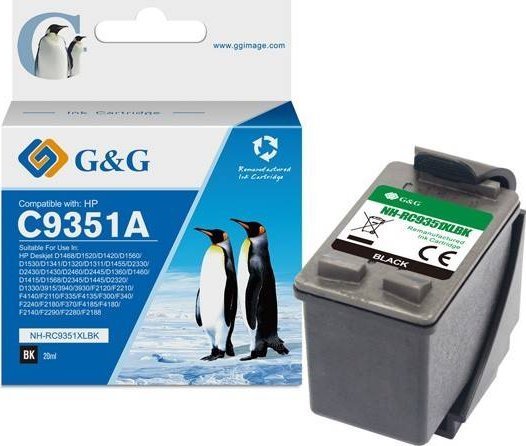 Tusz G&G kompatybilny z C9351A, HP 21, NH-R9351BK, black, 16ml