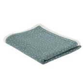 Koce i narzuty dla dzieci - Kocyk niemowlęcy muślinowy z bawełnianą koronką - Zielony w białe kropki 80x100cm - miniaturka - grafika 1