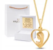 Biżuteria dla dzieci - PIĘKNY ZŁOTY KOMPLET Z MEDALIKIEM SERCE NA CHRZEST, KOMUNIA ŚWIĘTA 14KT 585 - miniaturka - grafika 1