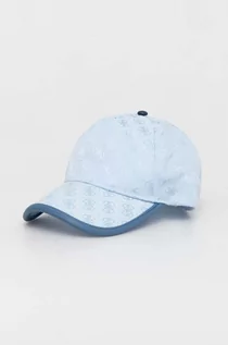 Czapki damskie - Guess czapka z daszkiem kolor niebieski wzorzysta - grafika 1