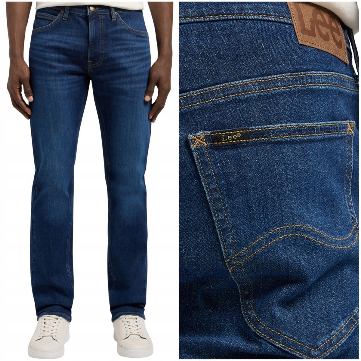 Lee Daren Zip Fly Pierce proste ciemne letnie spodnie jeansowe W38 L30