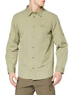 Koszule męskie - Jack Wolfskin Męska koszula Lakeside Roll-up zielony khaki M - miniaturka - grafika 1