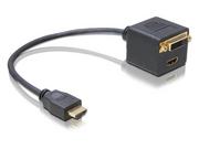 Adaptery i przejściówki - Impakt ADAPTER HDMI(M)->HDMI(F)+DVI-D(F)(24+1) DUAL LINK DELOCK - miniaturka - grafika 1