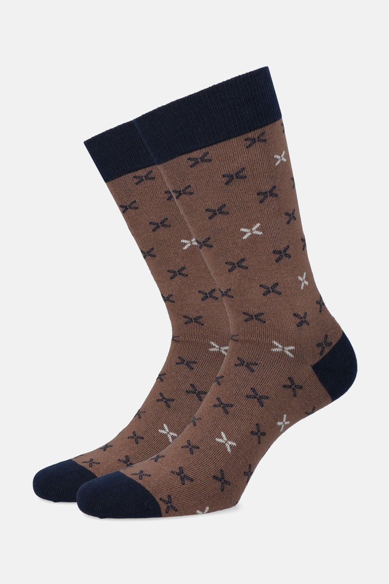 Skarpety Brązowo Granatowe Wzór