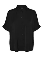Koszule damskie - VERO MODA VMKATRINE S/S koszula damska Oversized Shirt WVN NOOS, czarny, M - miniaturka - grafika 1
