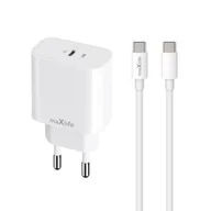 Ładowarki do telefonów - Maxlife ładowarka sieciowa PD QC MXTC-06-20C 1x USB-C 20W biała + kabel USB-C - USB-C 20W - miniaturka - grafika 1