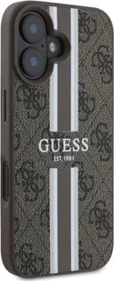 Guess 4G Printed Stripes MagSafe do iPhone 16 brązowy - Etui i futerały do telefonów - miniaturka - grafika 1