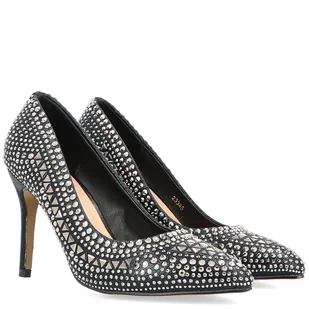 Wieczorowe szpilki z kryształkami - MENBUR 23345 CZARNE - Czółenka - miniaturka - grafika 5