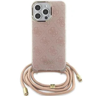 Etui Guess GUHCP15SHC4SEP Apple iPhone 15 / 14 hardcase Crossbody Cord 4G Print różowy/pink - Etui i futerały do telefonów - miniaturka - grafika 1