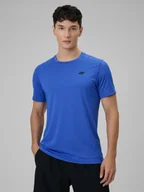 Koszulki sportowe męskie - 4F Koszulka treningowa regular szybkoschnąca męska - niebieska XXL - miniaturka - grafika 1