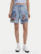 Spodenki damskie - Desigual Szorty jeansowe Inidan 25SWDD24 Niebieski Straight Fit - miniaturka - grafika 1