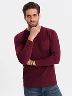 Koszulki męskie - Longsleeve męski o strukturze"wafla" - bordowy V6 OM-LSCL-0109 M - miniaturka - grafika 1