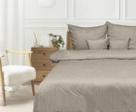 Pościel - Pościel 160x200 adamaszkowa jasnobeżowa pasek 1 cm Matex - miniaturka - grafika 1