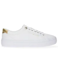 Trampki damskie - Buty Tommy Hilfiger Essential Vulc Canvas FW0FW07682-YBS - białe - miniaturka - grafika 1