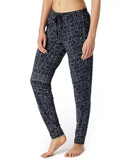 Spodnie damskie - Schiesser Damskie spodnie do spania długie ze ściągaczami Modal Mix + Relax, niebieskie graficzne, 40, Blau Graphisch - grafika 1