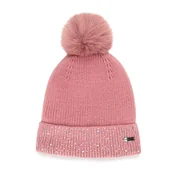 Czapki damskie - Damska czapka zimowa z ozdobionym ściągaczem różowa - miniaturka - grafika 1