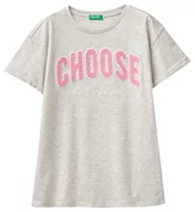 Koszulki dla dziewczynek - United Colors of Benetton Koszulka dziewczęca 3096c10ay, jasny melanż szary 517, 170 cm, Jasny melanż szary 517, 170 - miniaturka - grafika 1