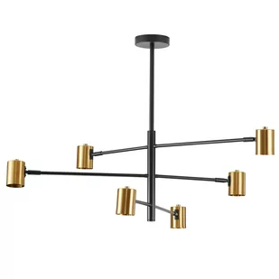 NOWOCZESNA LAMPA SUFITOWA WISZĄCA CZARNO-ZŁOTA DORA W6 - Lampy sufitowe - miniaturka - grafika 1