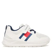 Buty dla chłopców - Sneakersy Tommy Hilfiger Flag Low Cut Lace-Up/Velcro T1X9-34369-1843 M Biały - miniaturka - grafika 1