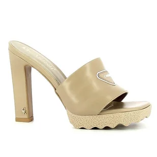 Beżowe klapki na słupku CARINII - Carinii - Klapki i japonki damskie - miniaturka - grafika 1