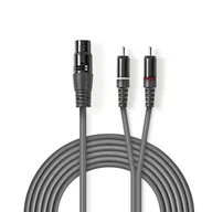 Kable - Nedis COTH15220GY15 kabel audio 1,5 m XLR (3-pin) 2 x RCA Szary - miniaturka - grafika 1