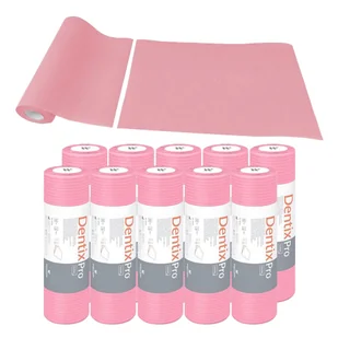 Serweta dentystyczna na rolce 33cm x 48cm różowa podfoliowana 54g DentixPro 400szt - Sprzęt i akcesoria stomatologiczne - miniaturka - grafika 1