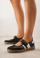 Trampki damskie - Czarne Tenisówki Sneakeriny z Paskiem na Rzep Pirel - miniaturka - grafika 1