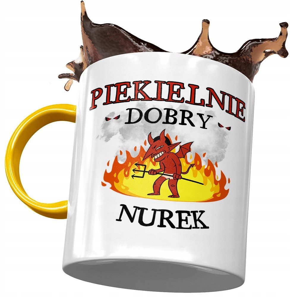 Kubek Żółty Dla Nurka Piekielnie Dobry Nurek z Nadrukiem ze Zdjęciem + Opakowanie na prezent (wzór 02)