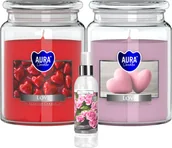 Świece - ZESTAW DUŻA Świeca zapachowa w słoiku BISPOL Aura 100H MIX "17" 2szt. + Mgiełka zapachowa BISPOL 185ml RÓŻA - miniaturka - grafika 1