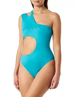 Stroje kąpielowe - PINKO Damski kostium kąpielowy z dziurką Tecno Jersey z dżerseju, F82_karaibski niebieski, L - miniaturka - grafika 1