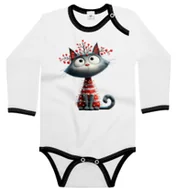 Body dla niemowląt - Body dziecięce Szary Kot Kotek Ubrany W Lampki Choinkowe Święta 86/92 - miniaturka - grafika 1