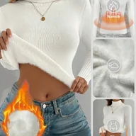 Swetry damskie - TEMU Elegancki damski sweter z długim rękawem i wysokim dekoltem - Gruby, ciepły zimowy pulower, miękki róż, regularny krój w linii H, przytulny - miniaturka - grafika 1