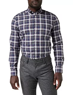 Koszule męskie - Hackett London Męska koszula z flanelą, szara/BURGDY, XXL (DE) - grafika 1