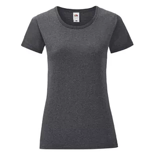 Koszulka damska ICONIC z odrywaną metką Fruit of the Loom - Dark Heather Grey XXL - Koszulki i topy damskie - miniaturka - grafika 1