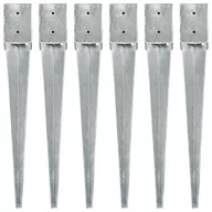Kołki - VidaXL Kołki gruntowe, 6 szt., srebrne, 10x10x76 cm, stal - miniaturka - grafika 1