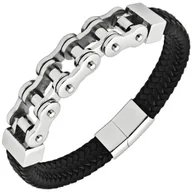 Bransolety męskie - Pleciona męska bransoletka MOTO CHAIN - miniaturka - grafika 1
