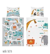 Pościel dla dzieci - Detexpol pościel bawełniana dla dzieci 100x135cm Maya Moo Wesołe Zoo szara - miniaturka - grafika 1