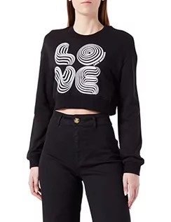 Bluzy damskie - Love Moschino Damska bluza z długim rękawem z okrągłym dekoltem, czarna, rozmiar 38, czarny - grafika 1