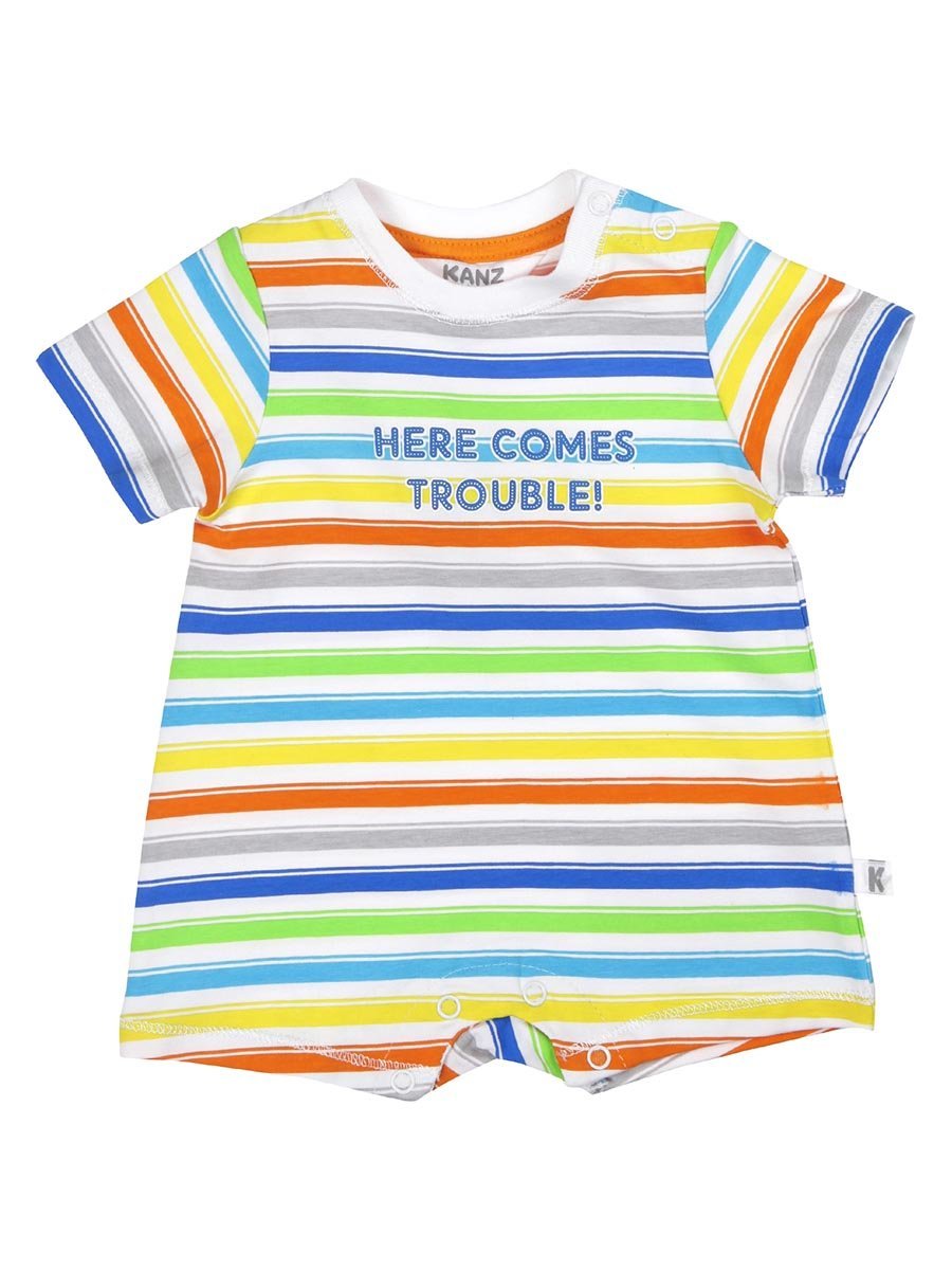 Chłopięce śpiochy w wielokolorowe paski Kanz r.56