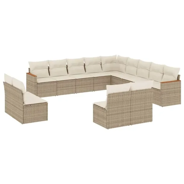 Zestaw mebli ogrodowych modułowych, rattan PE, beżowy, wymiary: 62x62x69