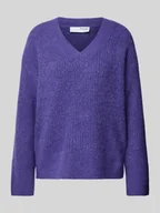 Swetry damskie - Sweter z dzianiny z dekoltem w serek model ‘ALVIA’ - miniaturka - grafika 1