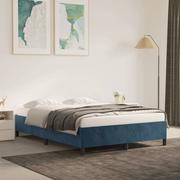 Łóżka - Lumarko Rama łóżka, ciemnoniebieska, 140x200 cm, tapicerowana aksamitem - miniaturka - grafika 1