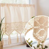 Firany - Gotowa bawełniana zazdrostka z ażurem, Rachela, kolor kremowy, oferowana w rozmiarze: 150x75 cm - miniaturka - grafika 1