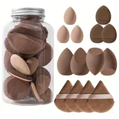 Gąbeczki do makijażu - TEMU Zestaw narzędzi do makijażu 14 sztuk, w tym 4 puszek, 3 mini puszków, 4 gąbki kosmetyczne i 4 mini gąbki, idealny dla podkładu płynnego typu - miniaturka - grafika 1